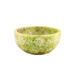 Floral Soap Stone Hand Carved Stone Smudge Bowl 4"