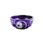 Purple Moon Hand Carved Stone Smudge Bowl 4"